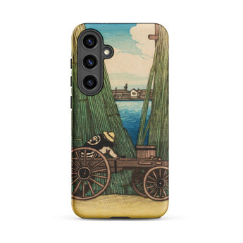 Komagata Kashi - Hasui Kawase Samsung Case, Galaxy S24 Plus / Matte, Smartphone Case Woodblock Print Person Cart Body Water
