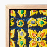 Vibrant Canvas Print Raised Textured Yellow Floral Patterns Traditional Thailand Mosaic, Art, Thai Heritage