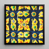Kosala - Traditional Thailand Mosaic Art Print / Canvas Vibrant Square-framed Artwork Pattern Raised Yellow Floral Circular Traditional