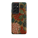 K’ossu Fragment - Qing Dynasty Floral Textile Phone Case Samsung Galaxy S21 Ultra / Matte Phone Case Vibrant Floral Design Red Peach