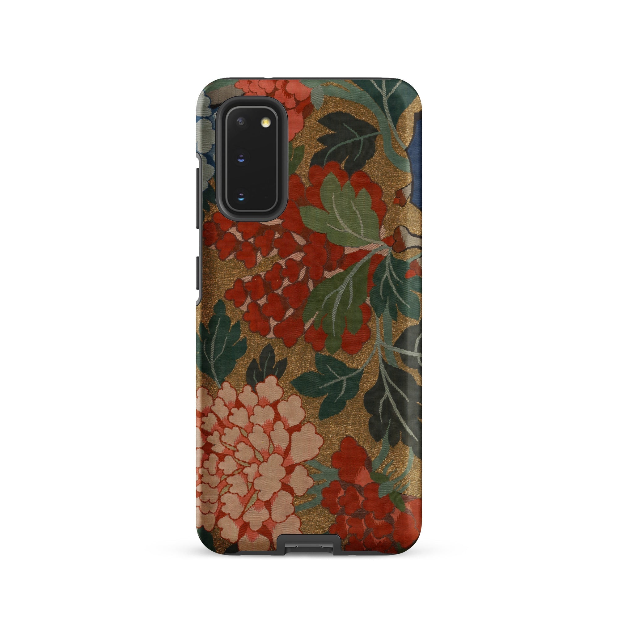 K’ossu Fragment Qing Dynasty Floral Textile Samsung Case, Galaxy S20 / Matte, Phone Case Floral Pattern Red Green Leaves Gold
