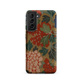K’ossu Fragment - Qing Dynasty Floral Textile Samsung Case, Galaxy S21 / Matte, Smartphone Case Red Green Floral Pattern Gold Background