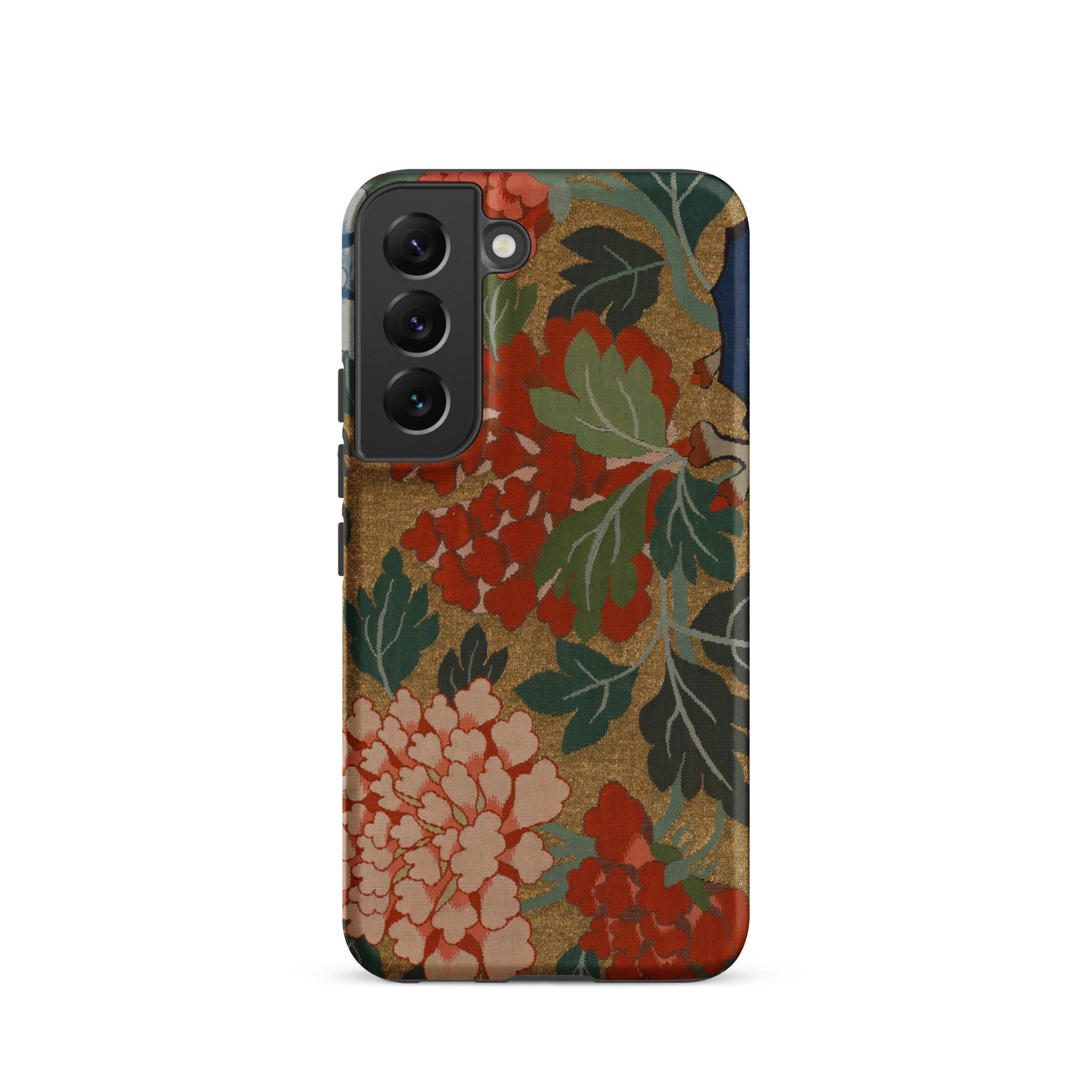 K’ossu Fragment Qing Dynasty Floral Textile Samsung Case, Galaxy S22 / Matte, Smartphone Case Gold Red Green Floral Pattern