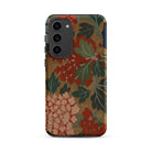 K’ossu Fragment Qing Dynasty Floral Textile Samsung Case, Galaxy S23 Plus / Matte, Smartphone Case Dark Gold Background Floral Pattern Red