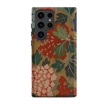 K’ossu Fragment - Qing Dynasty Floral Textile Samsung Case, Galaxy S23 Ultra / Matte, Phone Case Floral Pattern Red Pink Flowers Green