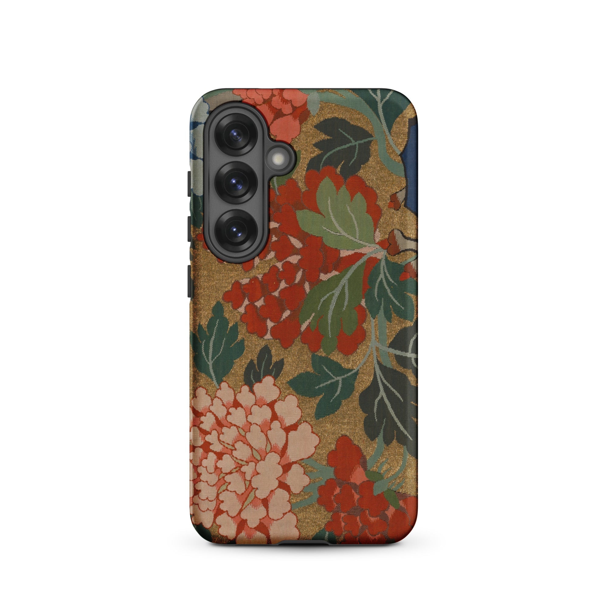 K’ossu Fragment Qing Dynasty Floral Textile Samsung Case, Galaxy S25 / Matte, Smartphone Case Gold Red Green Floral Pattern