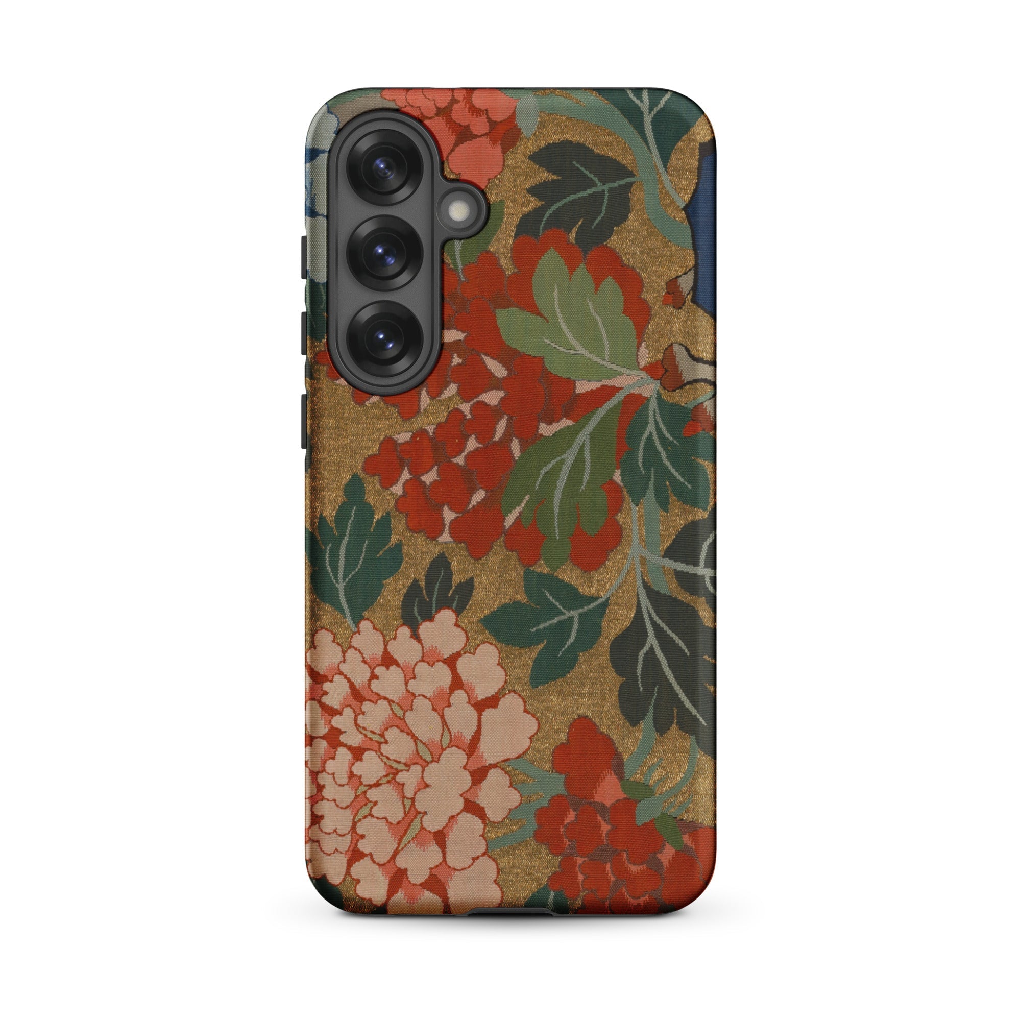K’ossu Fragment Qing Dynasty Floral Textile Samsung Case, Galaxy S25 Plus / Matte, Smartphone Case Gold Red Green Floral Pattern