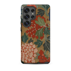 K’ossu Fragment - Qing Dynasty Floral Textile Samsung Case, Galaxy S25 Ultra / Matte, Smartphone Floral-patterned Case Red Peach Flowers