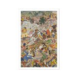 Krishna & Balarama Fighting the Enemy - Harivamsa Art Print / Canvas Intricate Battle Scene Painting Harivamsa Art Print, Silence Ruptured
