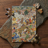 Krishna & Balarama Fighting the Enemy - Harivamsa Art Print / Canvas Vibrant Intricately Illustrated Rectangular Notepad Detailed