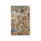 Krishna & Balarma Fighting the Enemy Harivamsa Art Print, 20x30’’ / 51x76cm / Unframed, Intricate Battle Scene Painting