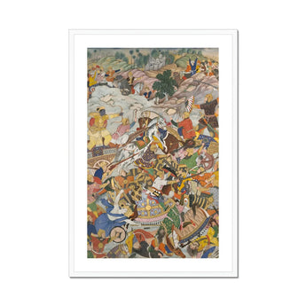 Krishna & Balarma Fighting the Enemy - Harivamsa Art Print, Framed Battle Scene Painting