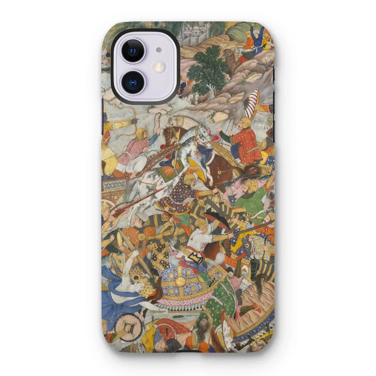 Krishna & Balarma Fighting the Enemy - Harivamsa Iphone Case, 11 / Matte, Iphone Case Colorful Collage Medieval-style Artwork Illustrations