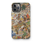Krishna & Balarma Fighting the Enemy - Harivamsa Iphone Case, 11 Pro / Matte, Iphone Case Colorful Traditional Japanese Art Collage Pattern
