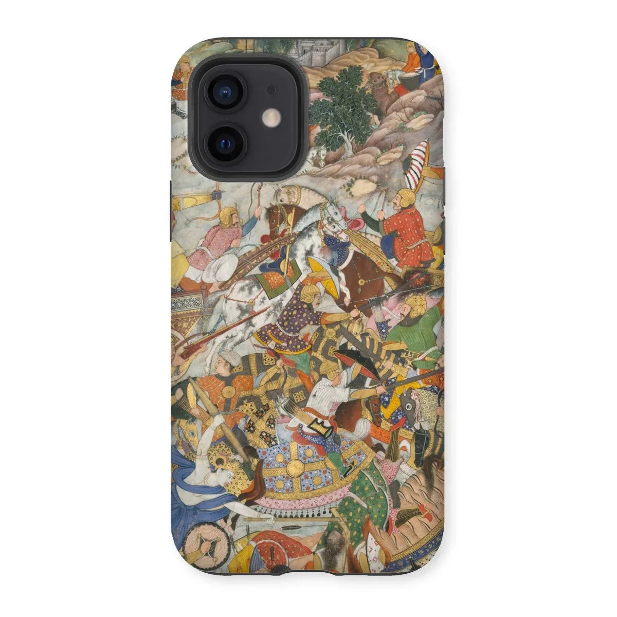 Krishna & Balarma Fighting the Enemy - Harivamsa Iphone Case, 12 / Matte, Phone Case Colorful Traditional Asian Battle Scene Artwork