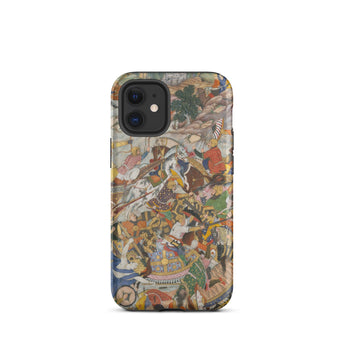 Krishna & Balarma Fighting the Enemy - Harivamsa Iphone Case, 12 Mini / Matte, Phone Case Battle Scene