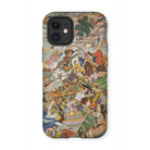 Krishna & Balarma Fighting the Enemy - Harivamsa Iphone Case, 12 Mini / Matte, Phone Case Colorful Traditional Asian Battle Scene Artwork