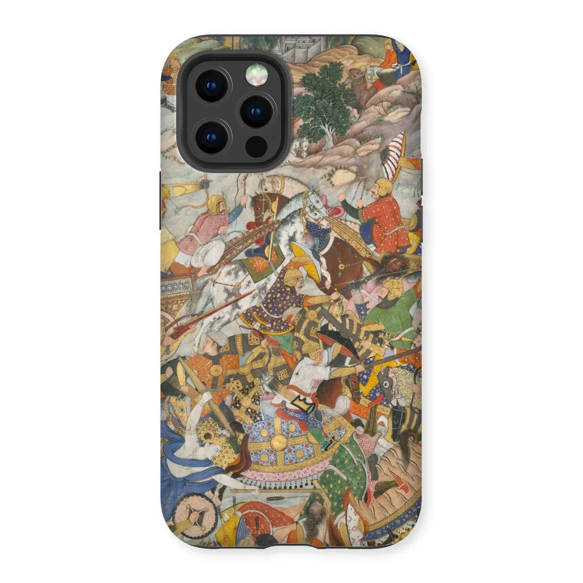 Krishna & Balarma Fighting the Enemy - Harivamsa Iphone Case, 12 Pro / Matte, Phone Case Colorful Medieval Battle Scene Artwork
