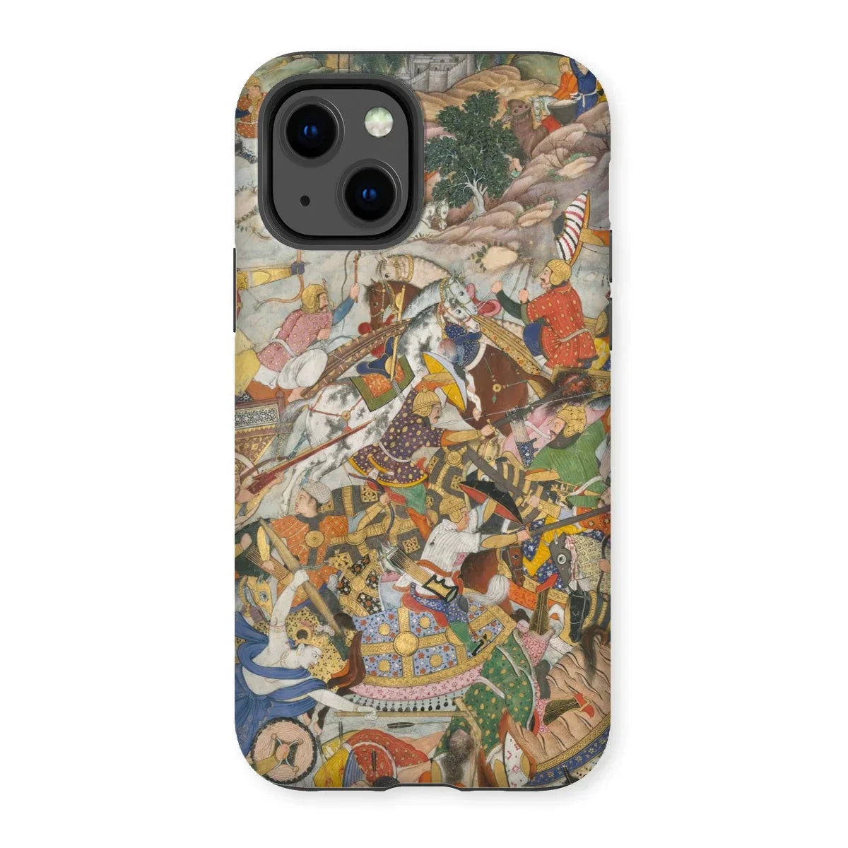 Krishna & Balarma Fighting the Enemy - Harivamsa Iphone Case, 13 / Matte, Phone Case Colorful Medieval Battle Scene Artwork