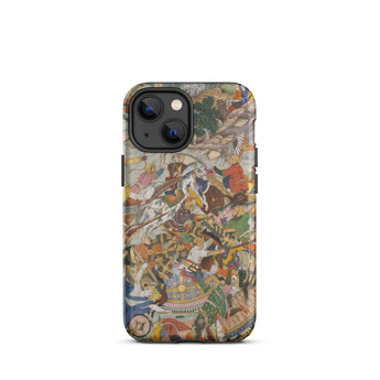 Krishna & Balarma Fighting the Enemy - Harivamsa Iphone Case, 13 Mini / Matte, Iphone Case Battle Scene Design