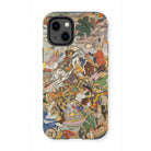 Krishna & Balarma Fighting the Enemy - Harivamsa Iphone Case, 13 Mini / Matte, Phone Case Colorful Chaotic Battle Scene Artwork Warriors