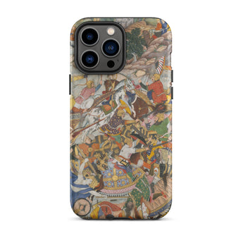 Krishna & Balarma Fighting the Enemy - Harivamsa Iphone Case, 13 Pro Max / Matte, Iphone Case Battle Scene Design