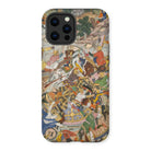 Krishna & Balarma Fighting the Enemy - Harivamsa Iphone Case, 13 Pro Max / Matte, Phone Case Colorful Traditional Indian Battle Scene
