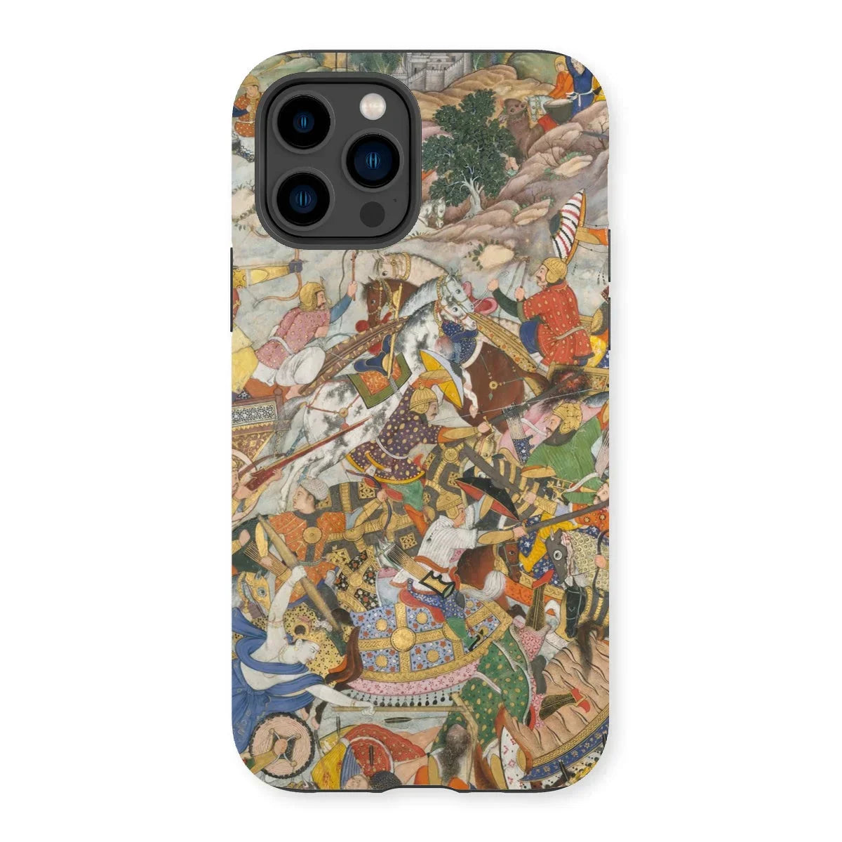 Krishna & Balarma Fighting the Enemy - Harivamsa Iphone Case, 14 Pro / Matte, Iphone Case Colorful Medieval Battle Scene Artwork