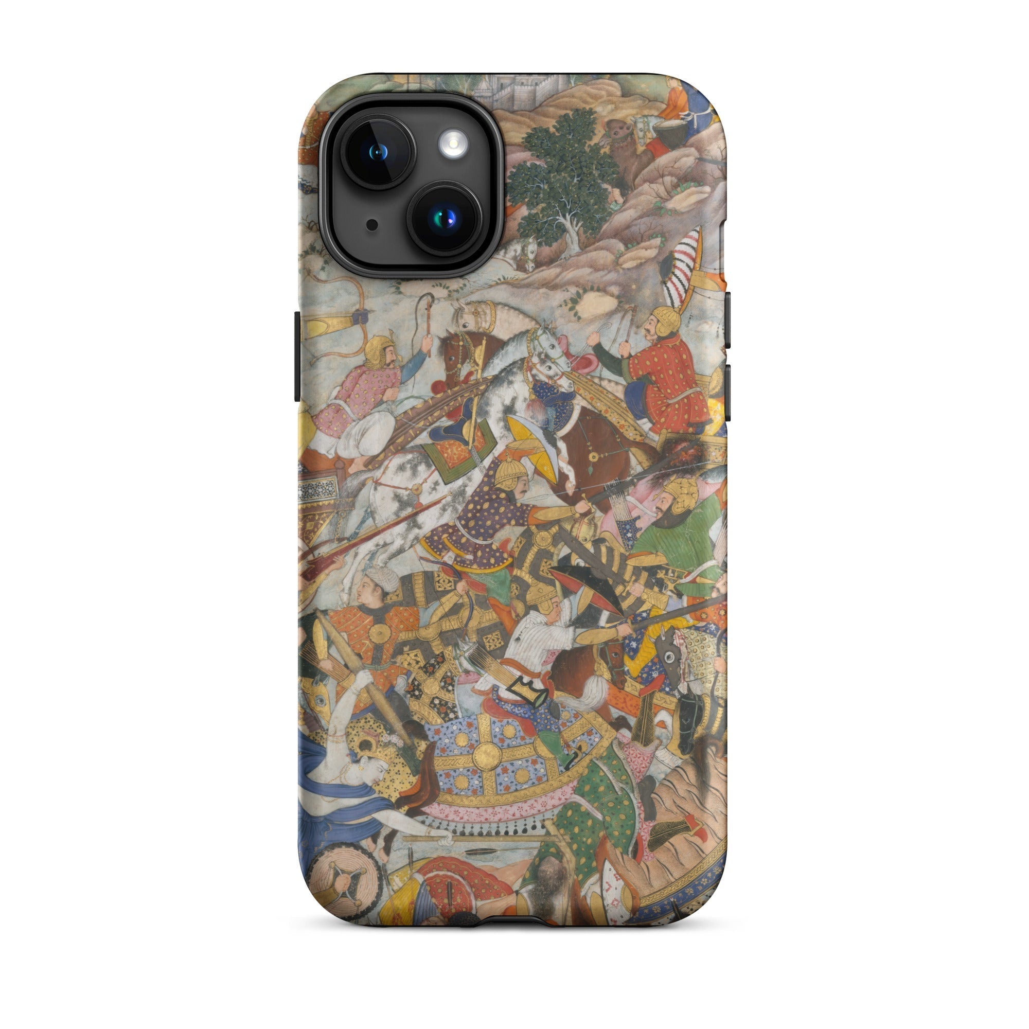 Krishna & Balarma Fighting the Enemy Harivamsa Iphone Case, 15 Plus / Matte, Iphone Case Battle Scene