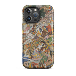 Krishna & Balarma Fighting the Enemy - Harivamsa Iphone Case, 16 Pro Max / Matte, Iphone Case Battle Scene Design