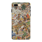 Krishna & Balarma Fighting the Enemy - Harivamsa Iphone Case, 8 Plus / Matte, Phone Case Colorful Vintage Indian Miniature Painting Design