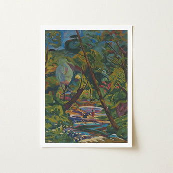 Kubinsky Stream - Arnold Peter Weisz Kubinccan Art Print / Canvas Vibrant Impressionistic Landscape Surrounded Lush Greenery, Facets, Burnt