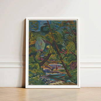 Framed Painting Vibrant Greens Blues Earthy Tones Forest Arnold Peter Weisz, Kubinccan Art Print, Facets, Burnt Ochre