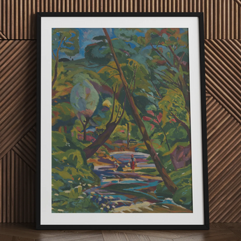 Kubinsky Stream - Arnold Peter Weisz Kubinccan Art Print / Canvas Black Framed Artwork Vibrant Green Blue Foliage River Arnold Peter Weisz,