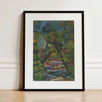 Kubinsky Stream - Arnold Peter Weisz Kubinccan Art Print / Canvas Vibrant Impressionistic Landscape Painting Sleek Black Frame White Arnold