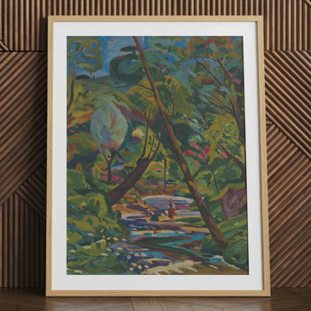 Kubinsky Stream - Arnold Peter Weisz Kubinccan Art Print / Canvas Wooden-framed Artwork Vibrant Abstract Forest Scene Figure Red Arnold