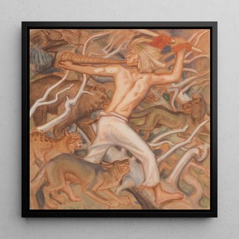 Kullervo Herding His Wild Flocks - Akseli Gallen-kallela Art Print / Canvas, 12x12’’ / 31x31cm / Black Frame, Posters Prints & Visual