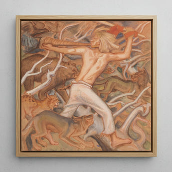 Kullervo Herding His Wild Flocks - Akseli Gallen-kallela Art Print / Canvas, 12x12’’ / 31x31cm / Natural Frame, Posters Prints & Visual
