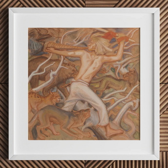 Kullervo Herding His Wild Flocks - Akseli Gallen-kallela Art Print / Canvas, 12x12’’ / 31x31cm / White Frame / Matboard, Posters Prints &