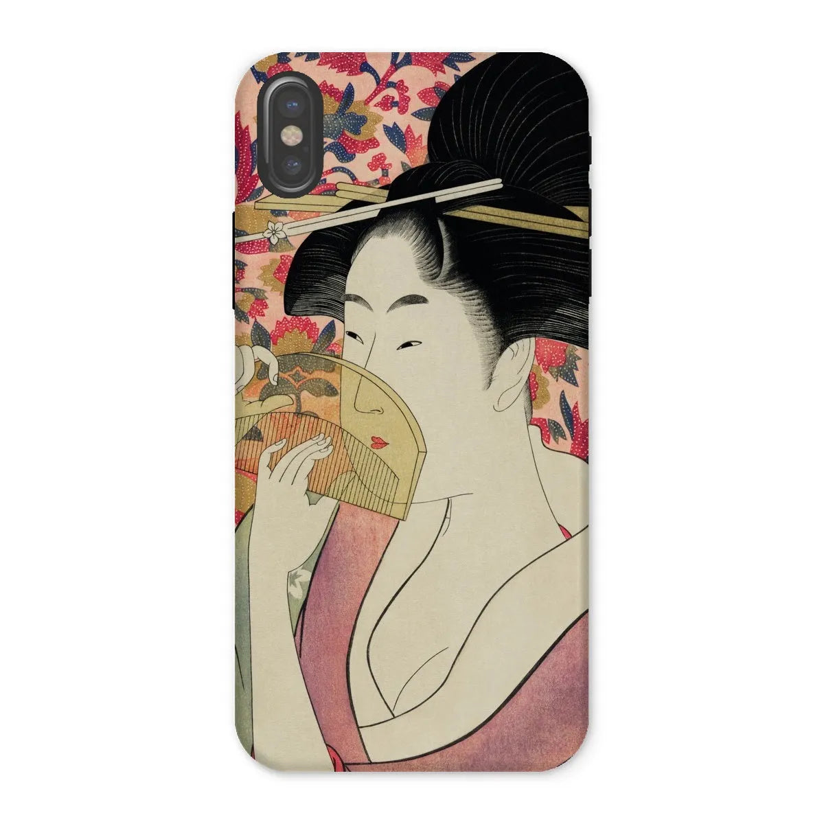 Kushi - Japanese Ukiyo-e Art Phone Case - Utamaro Kitagawa - Iphone x / Matte - Mobile Phone Cases - Aesthetic Art