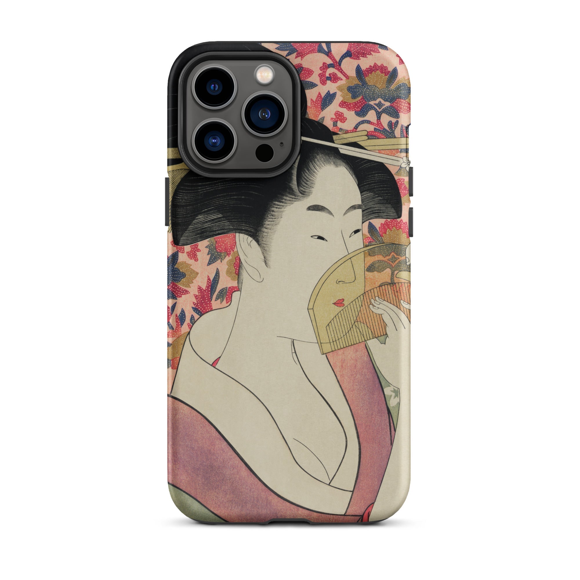 Kushi - Kitagawa Utamaro Ukiyo-e Iphone Case, 13 Pro Max / Matte, Iphone Japanese Ukiyo-e Art Case Woman Fan