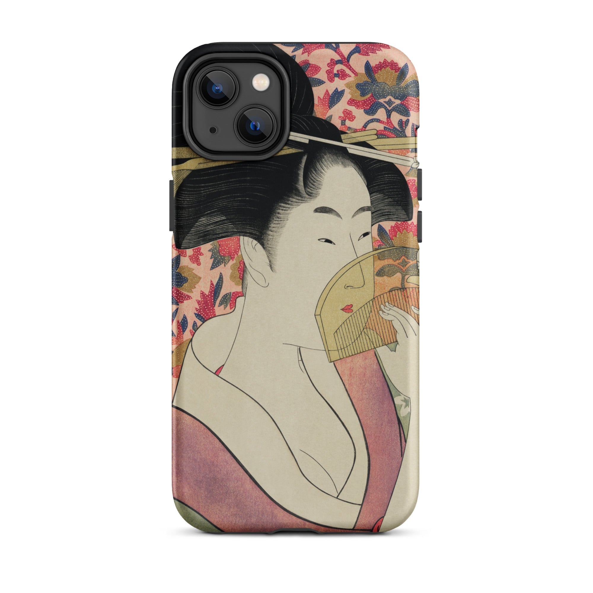 Kushi - Kitagawa Utamaro Ukiyo-e Iphone Case, 14 Pro / Matte, Iphone Case Japanese Ukiyo-e Style Painting Woman Fan
