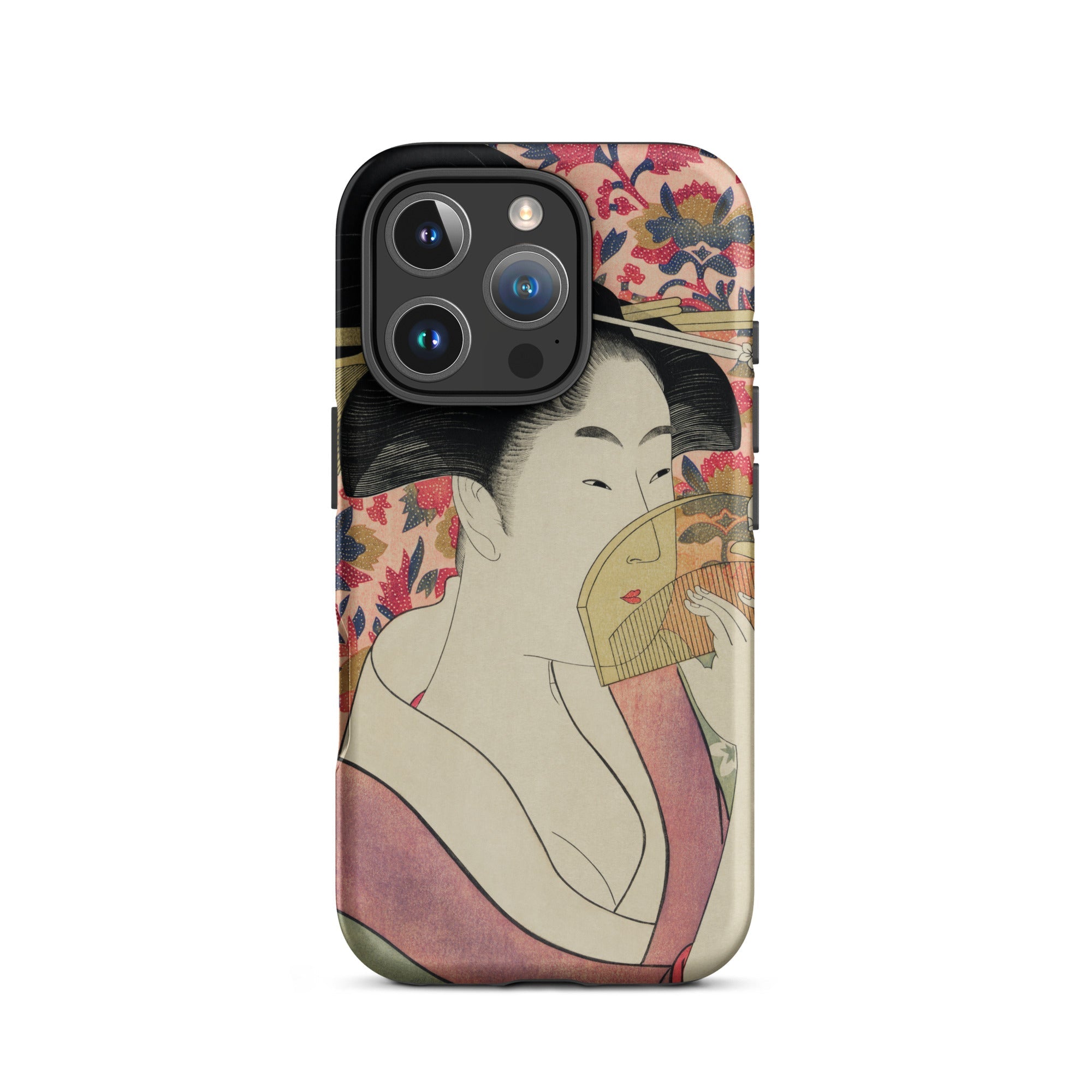 Kushi - Kitagawa Utamaro Ukiyo-e Iphone Case, 16 Pro / Matte, Iphone Japanese Ukiyo-e Style Art Case Woman Fan