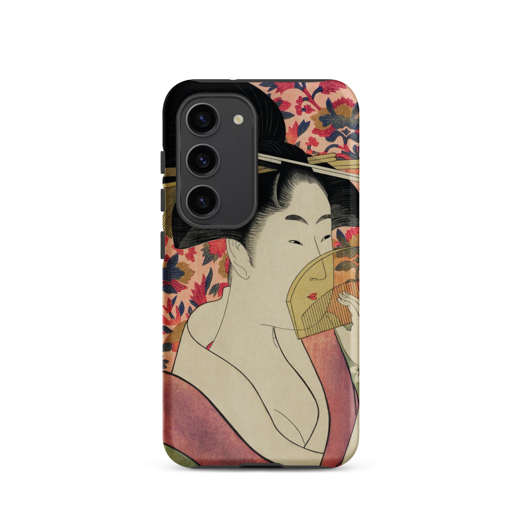 Kushi Kitagawa Utamaro Ukiyo e Samsung Case, Galaxy S23 / Matte, Smartphone Case Japanese Ukiyo Style Illustration Woman Fan