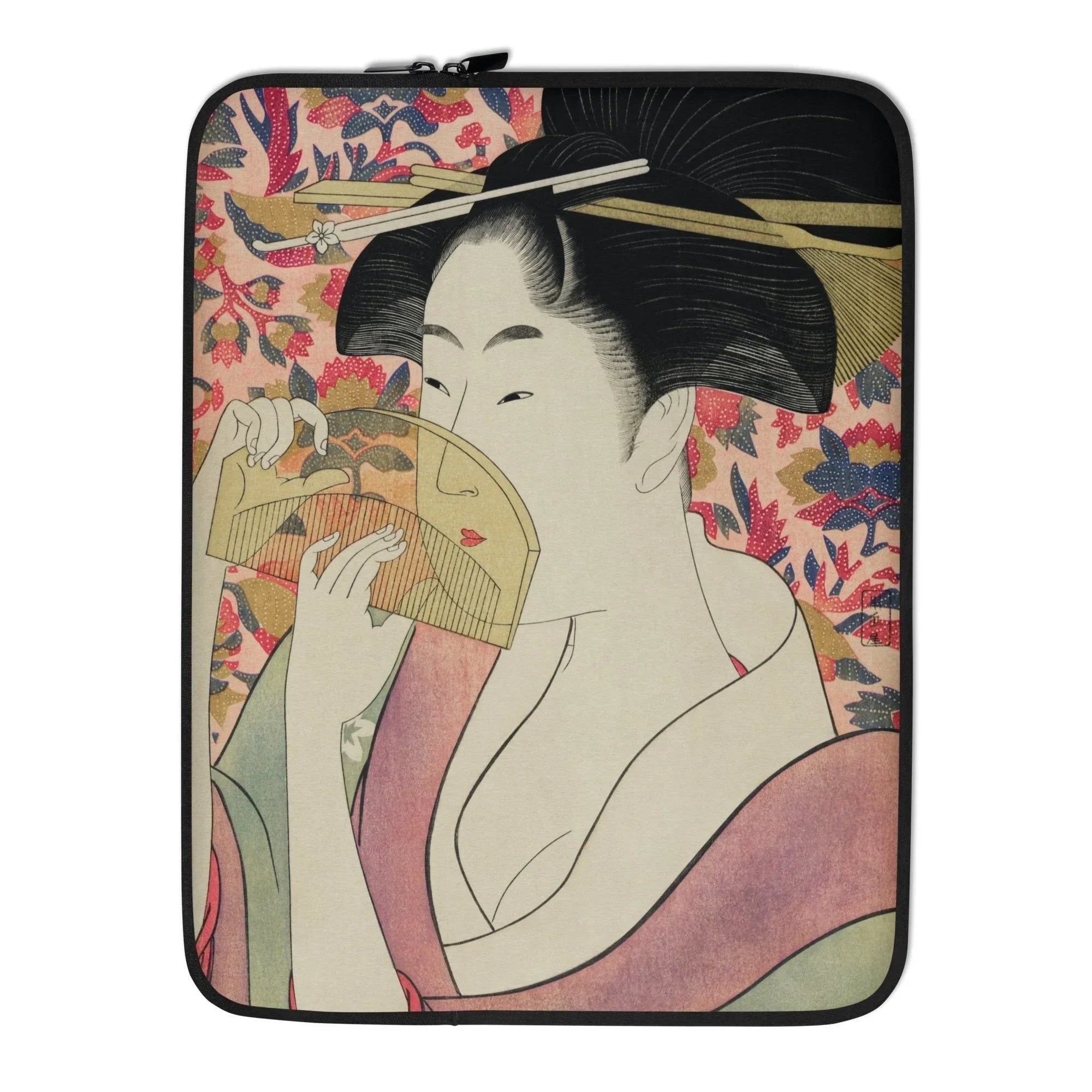 Kushi - Utamaro Kitagawa Ukiyo-e Art Laptop Sleeve, Laptop Sleeve Japanese Ukiyo-e Style Artwork Geisha