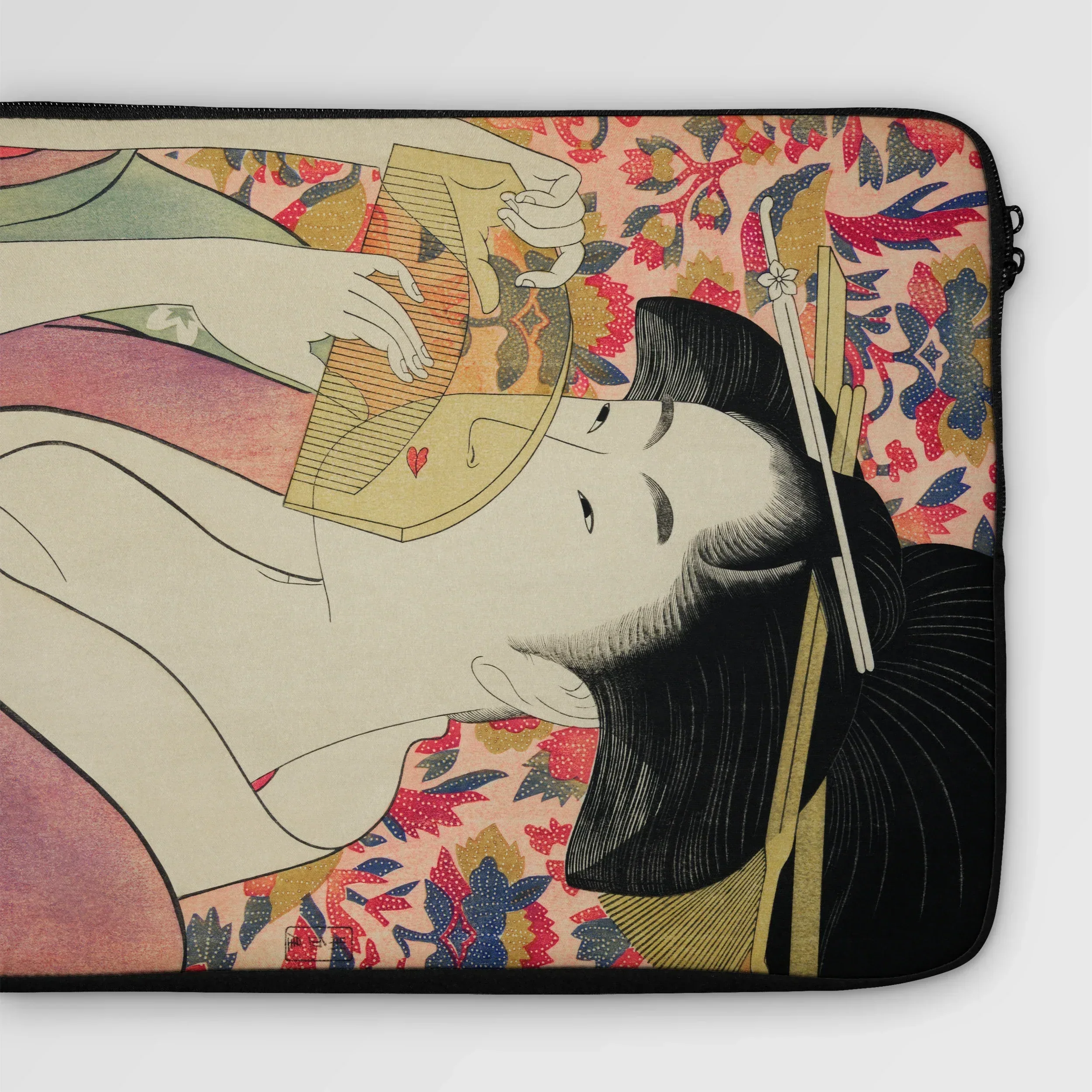 Kushi - Utamaro Kitagawa Ukiyo-e Art Laptop Sleeve, Laptop Sleeve Japanese Ukiyo-e Style Artwork Print