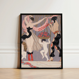 Art Deco-style Framed Print Two Elegantly Dressed Women Georges Barbier’s, Mesmerizing Pochoir, Danse Des Fleurs