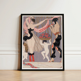Art Deco-style Framed Print Two Dancers Black Pink Georges Barbier’s, Mesmerizing Pochoir, Danse Des Fleurs