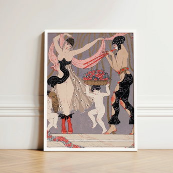 Art Deco-style Framed Print Two Elegantly Dressed Figures Georges Barbier’s, Mesmerizing Pochoir, Danse Des Fleurs