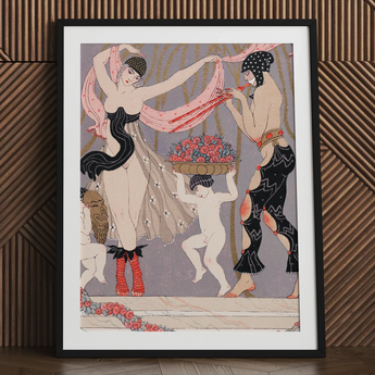 La Danse Des Fleurs - George Barbier 1920s Art Print Art Deco Framed Print Two Stylized Figures Black Georges Barbier’s Art, Mesmerizing
